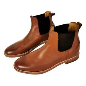 Floyd  Brown Leather Chelsea Boot Shoes Men Size 13 Pull On Side Panels